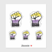 Non-binaire trotsprotestvuist sticker (Vel)