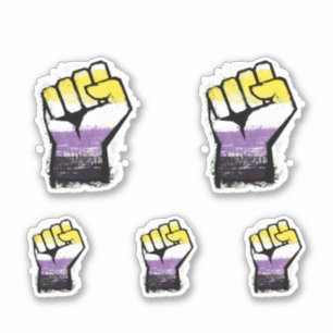 Non-binaire trotsprotestvuist sticker