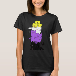 Non-Binaire Vlag Cute Cats Pile Nonbinary Pride Ka T-shirt