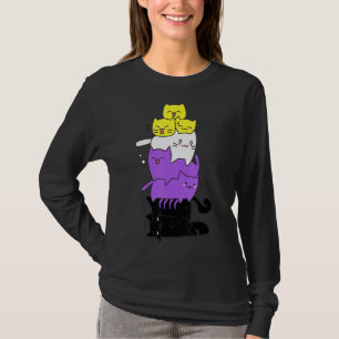 Non-Binaire Vlag Cute Cats Pile Nonbinary Pride Ka T-shirt