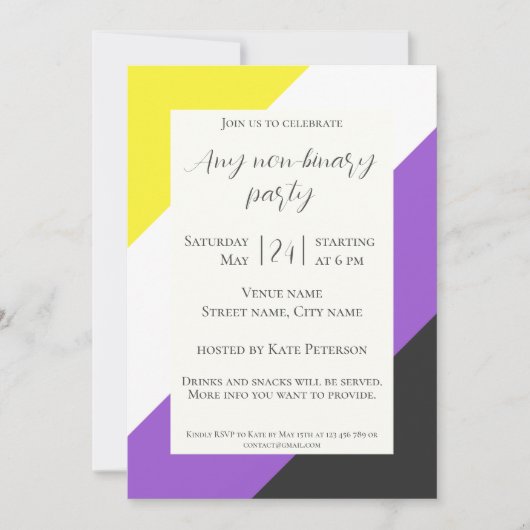 Non-binaire vlag feestviering kaart (Voorkant)