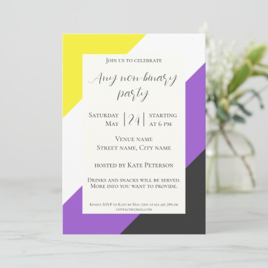 Non-binaire vlag feestviering kaart (Staand voorkant)