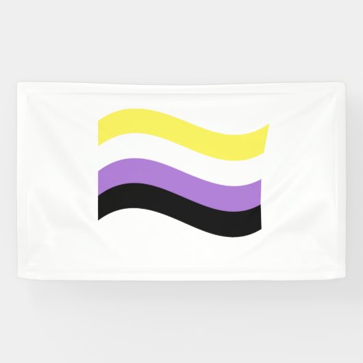 Non-binaire vlag zwaaiend spandoek (Horizontaal)
