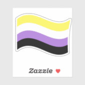 Non-binaire vlag zwaaiend sticker (Vel)
