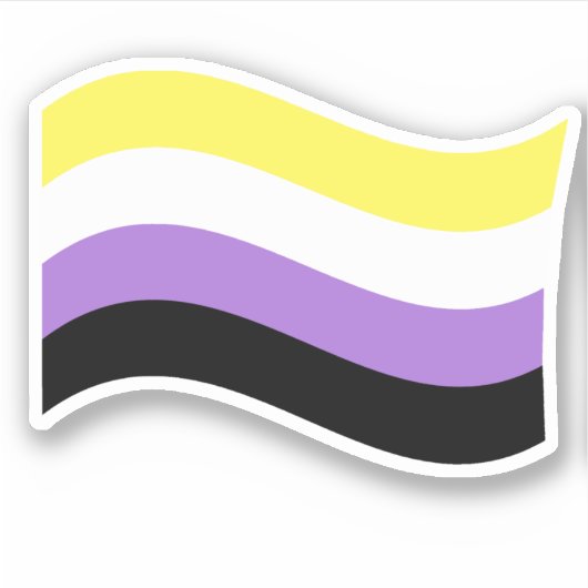 Non-binaire vlag zwaaiend sticker (Voorkant)