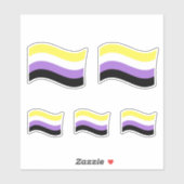 Non-binaire vlag zwaaiend sticker (Vel)
