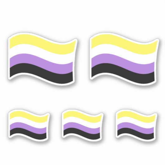 Non-binaire vlag zwaaiend sticker (Voorkant)