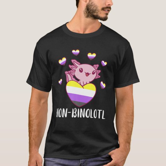 Non Binary Axolotl Heart LGBT Nonbinary Flag Gende T-shirt (Voorkant)