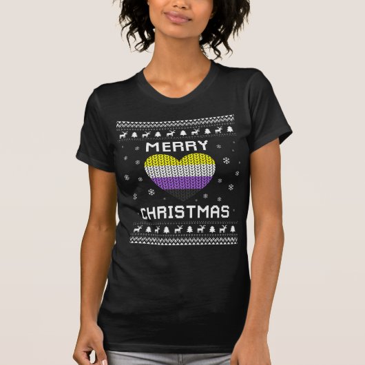 Non Binary Christmas Non-Binary Ugly Sweater T-shirt (Voorkant)