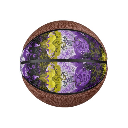 Non-Binary Dragon Damask - NonBinary Pride Vlag Basketbal (Voorkant)