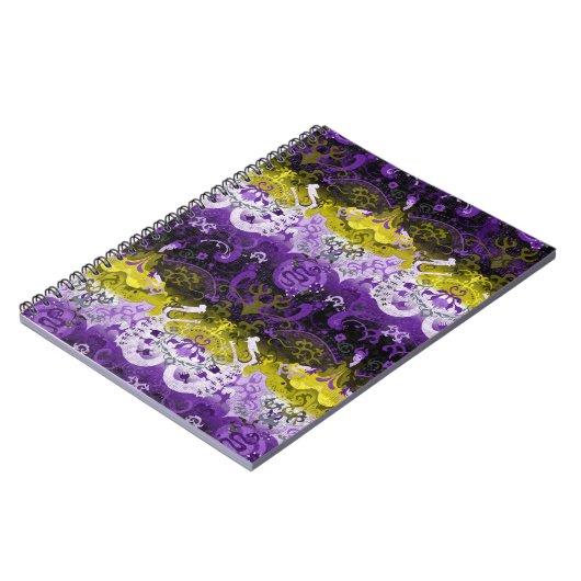 Non-Binary Dragon Damask - NonBinary Pride Vlag Notitieboek (Linkerzijde)