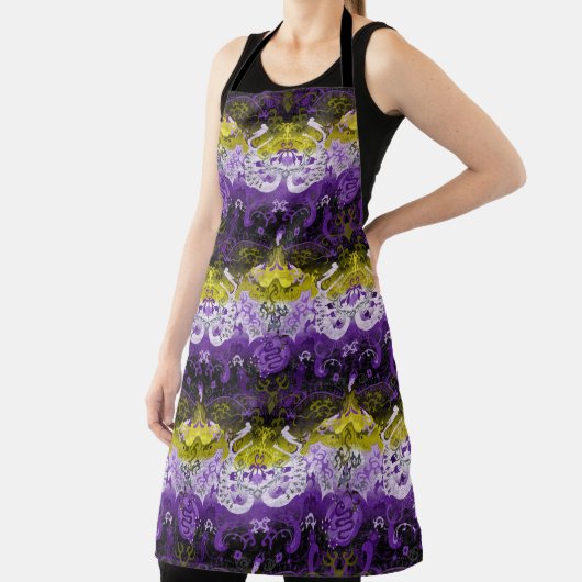 Non-Binary Dragon Damask - NonBinary Pride Vlag Schort (Insitu)