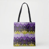 Non-Binary Dragon Damask - NonBinary Pride Vlag Tote Bag (Voorkant)