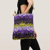 Non-Binary Dragon Damask - NonBinary Pride Vlag Tote Bag (Dichtbij)