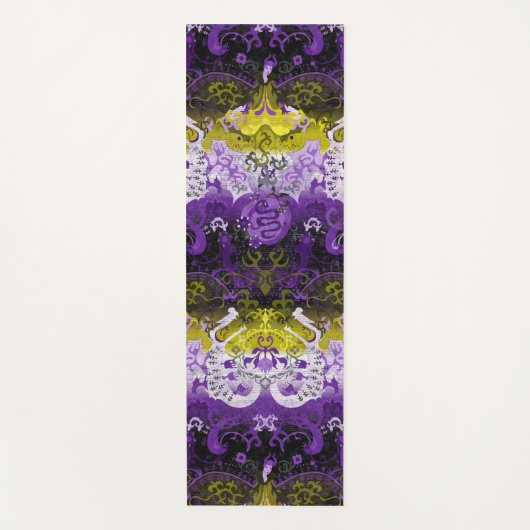 Non-Binary Dragon Damask - NonBinary Pride Vlag Yogamat (Voorkant)