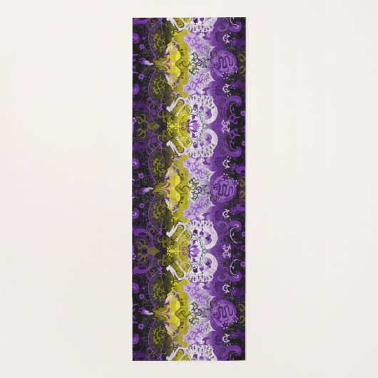 Non-Binary Dragon Damask - NonBinary Pride Vlag Yogamat (Achterkant)