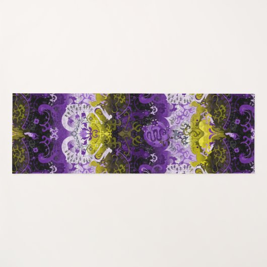 Non-Binary Dragon Damask - NonBinary Pride Vlag Yogamat (Voorkant (horizontaal))