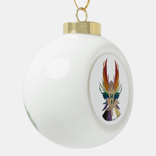Non-binary Faerie Keramische Bal Ornament (Links)