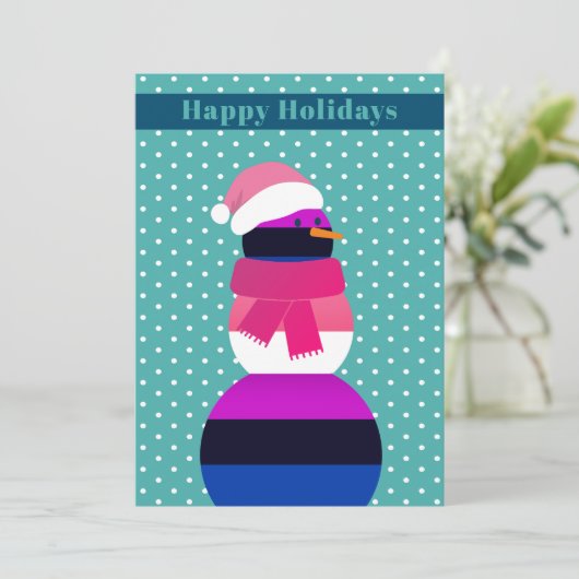 Non-binary flag sneeuwman kerst Vakantie Kaart (Staand voorkant)