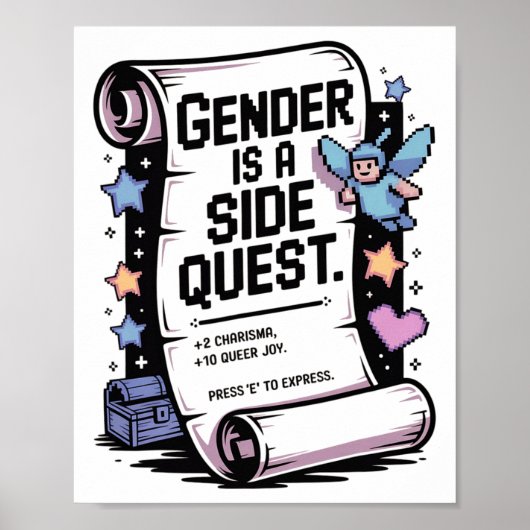Non-binary Gamer Gender Is A Side Quest Video Game Poster (Voorkant)