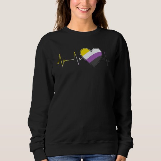Non Binary Heartbeat Pride Month Nonbinary EKG P Trui (Voorkant)