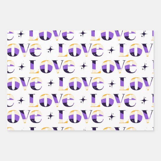 Non - Binary Love Typography Sparkle Pattern Cool Inpakpapier Vel (Voorkant 2)