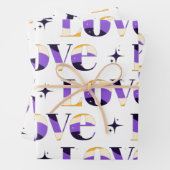 Non - Binary Love Typography Sparkle Pattern Cool Inpakpapier Vel (In situ)