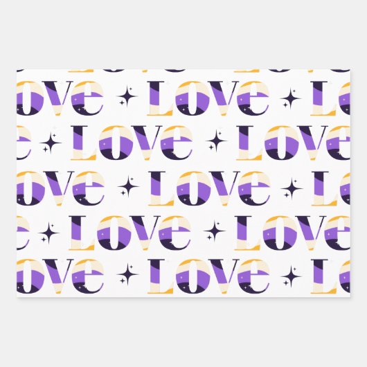 Non - Binary Love Typography Sparkle Pattern Cool Inpakpapier Vel (Voorkant)