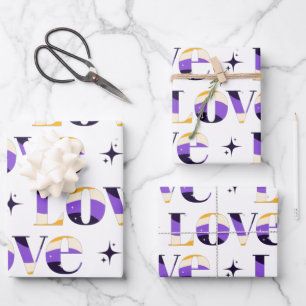 Non - Binary Love Typography Sparkle Pattern Cool Inpakpapier Vel