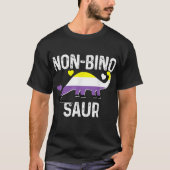 Non-Binary Non-Binosaur Flag Dinosaur Funny Pride T-shirt (Voorkant)