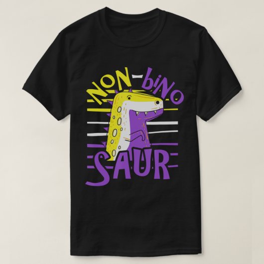 Non-Binary Pride Flag Funny Dinosaur Agedner Non-B T-shirt (Design voorkant)