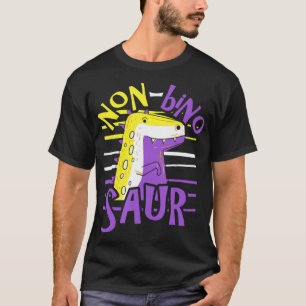 Non-Binary Pride Flag Funny Dinosaur Agedner Non-B T-shirt