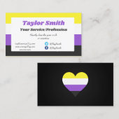 Non-binary Pride flag / heart Business Card Visitekaartje (Voorkant / Achterkant)