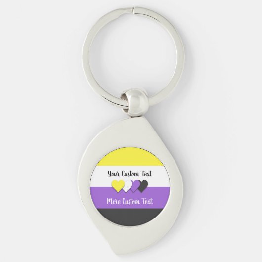 Non-binary pride flag with hearts keychain (Voorkant)