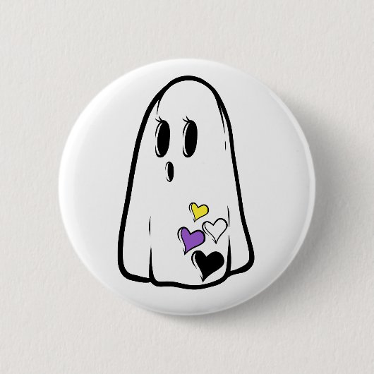 Non-Binary Pride Ghost Ronde Button 5,7 Cm (Voorkant)