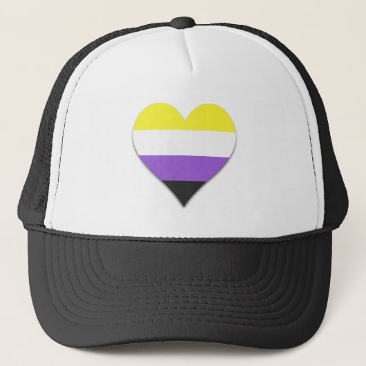 Non-binary pride heart Trucker Hat Trucker Pet (Voorkant)