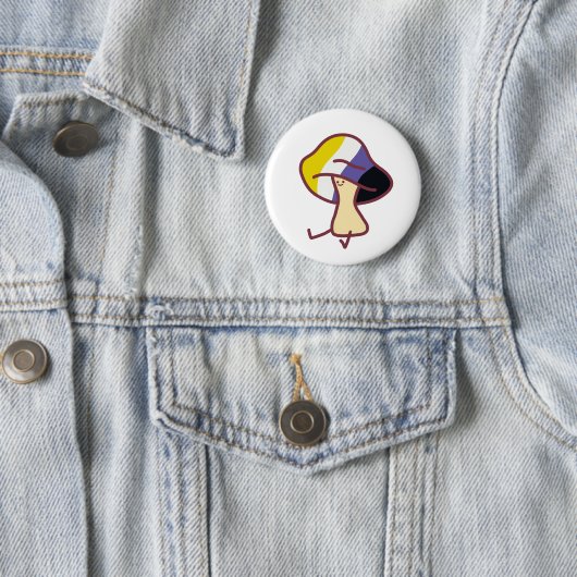 Non-Binary Pride Mushroom Pin  Ronde Button 5,7 Cm (In situ)