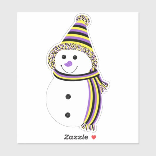 Non-binary Pride Snowman Snowperson Flag Sticker (Vel)