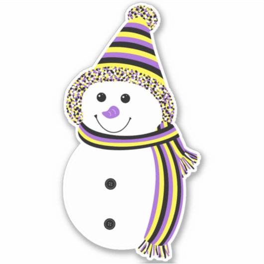 Non-binary Pride Snowman Snowperson Flag Sticker (Voorkant)