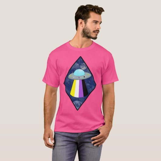 Non-Binary Pride UFO Classic T-shirt (Voorkant volledig)
