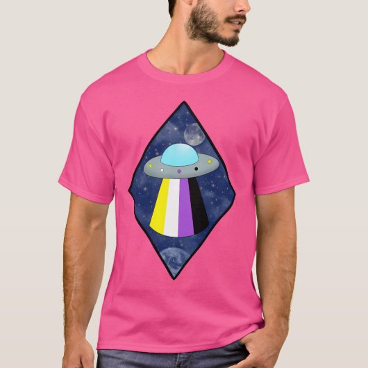 Non-Binary Pride UFO Classic T-shirt (Voorkant)