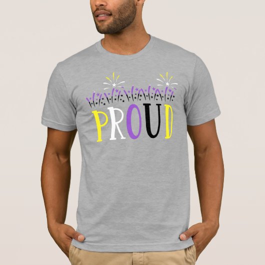 Non-binary PROUD Fireworks LGBTQ T-shirt (Voorkant)