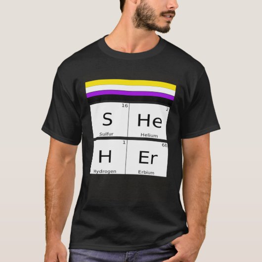 Non-Binary SHEHER Gender Pronouns Preference Ident T-shirt (Voorkant)