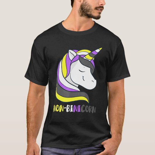 Non Binary Unicorn Smile Lgbt Nonbinary Flag Gende T-shirt (Voorkant)