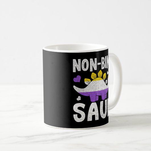 Non Bino Saur Dinosaur Aagender Non Binary Koffiemok (Voorkant rechts)