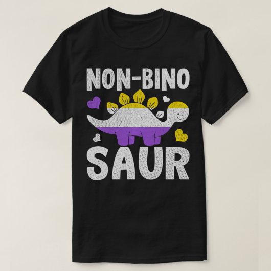 Non-Bino Saur Dinosaur Aagender Non-Binary Pullove T-shirt (Design voorkant)