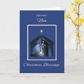 Non Christmas Blessings Manger op blauw Kaart (Gele Bloem)