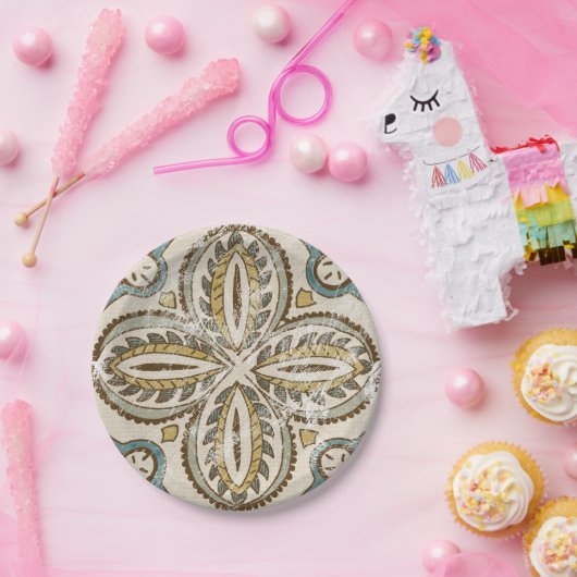 Non-Embellished Batik Square III Papieren Bordje (Feest)