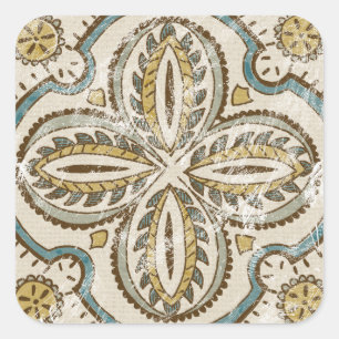 Non-Embellished Batik Square III Vierkante Sticker