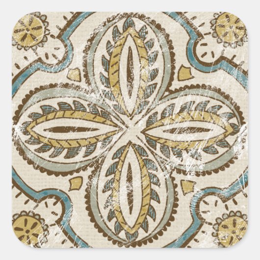 Non-Embellished Batik Square III Vierkante Sticker (Voorkant)